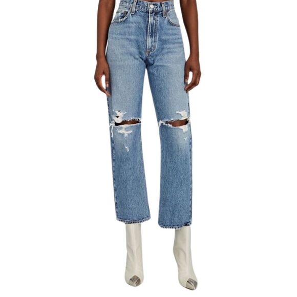Agolde Mia Mid-Rise Straight-Leg Jean in Rule - Picture 6 of 13